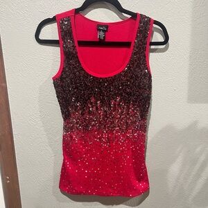 Rue21 Y2K Red Sequin Tank Top Size XL EUC Glam Y2K Fashion Vintage